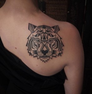 geometric tiger tattoo